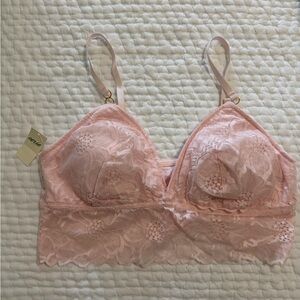 aerie Pink Lace Longline Bralette